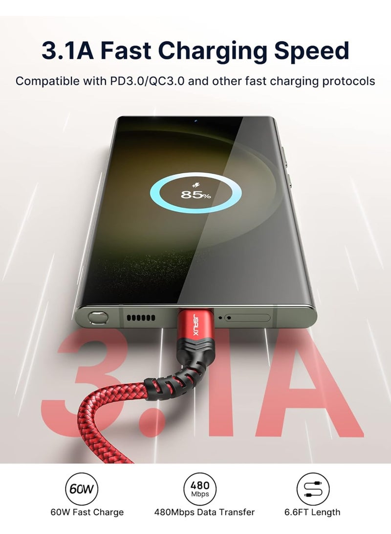 جيسوس كابل JSAUX USB-C متعدد الاستخدامات 2 في 1 – شحن سريع بقدرة 60 واط – بطول 2 متر – متوافق مع سامسونج، آيباد، وماك بوك - Image 3